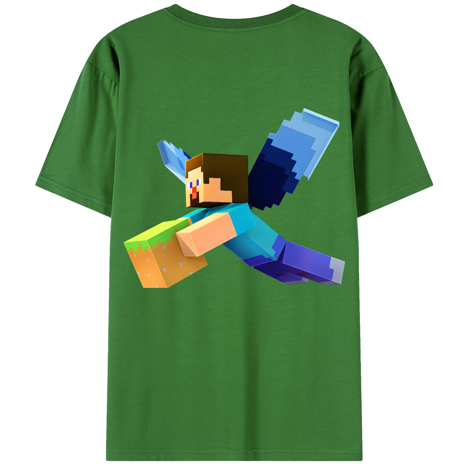 （画像用） マインクラフト ブロックの世界 Minecraft MC Block world レディース半袖Tシャツ(バックプリント)